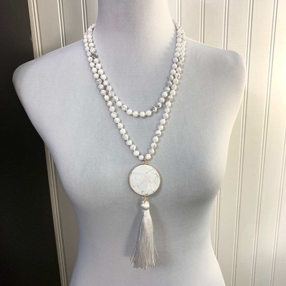 50 Inch Beaded Necklace w Tassel Fringe NWT